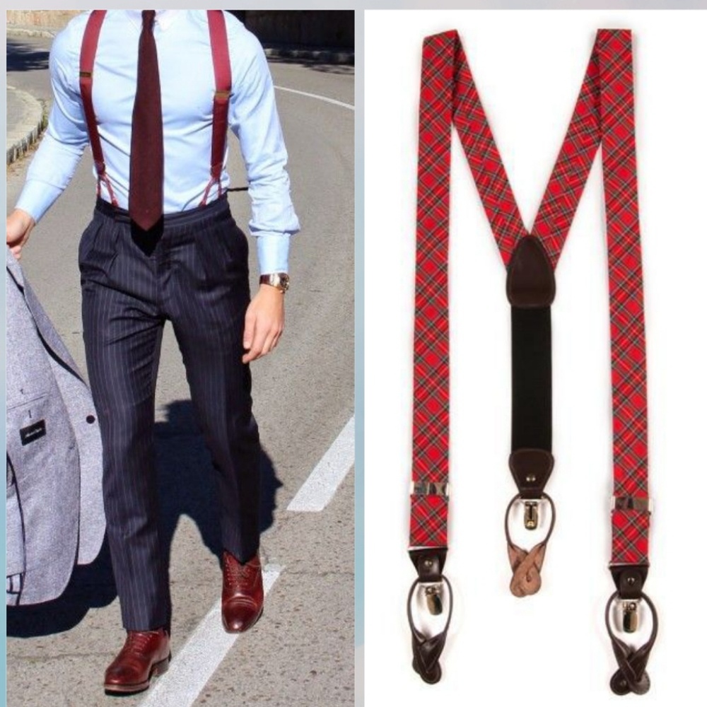 High cotton men red squared suspenders
